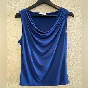 Calvin Klein Royal Blue Top, like new! Flattering cut with cowl neck. Petite L
